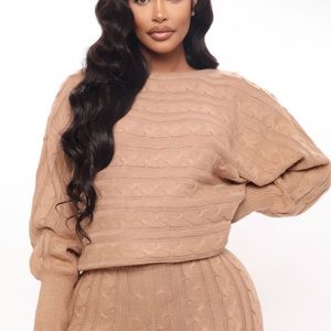 Fashion Nova Tan Sweater set - Size Large